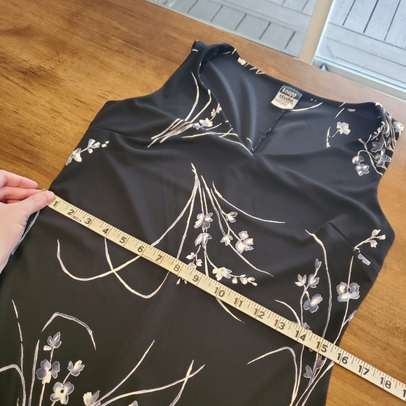 Vintage Sleeveless Floral 90s Black Dress Knapp Studio Size Large - Picture 11 of 13